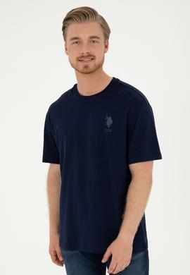 Erkek Comfort Fit Bisiklet Yaka Lacivert Tişört - 50281079007