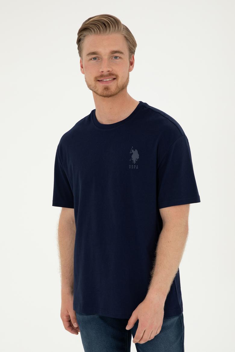 Erkek Comfort Fit Bisiklet Yaka Lacivert Tişört