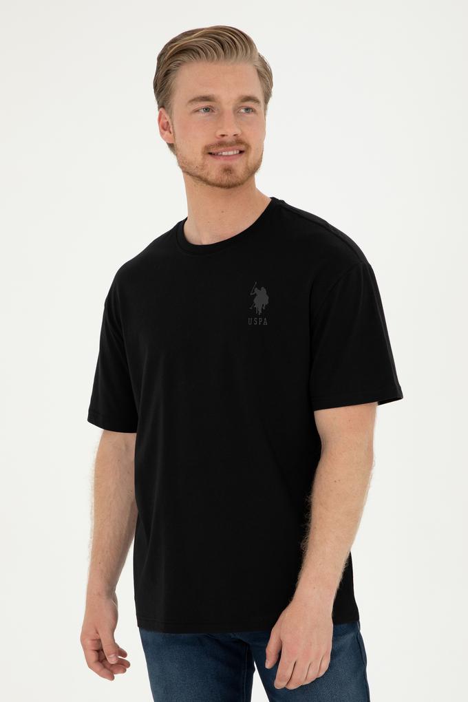 Erkek Comfort Fit Bisiklet Yaka Siyah Tişört