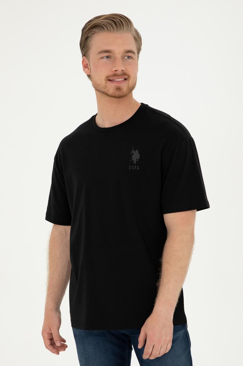 Erkek Comfort Fit Bisiklet Yaka Siyah Tişört