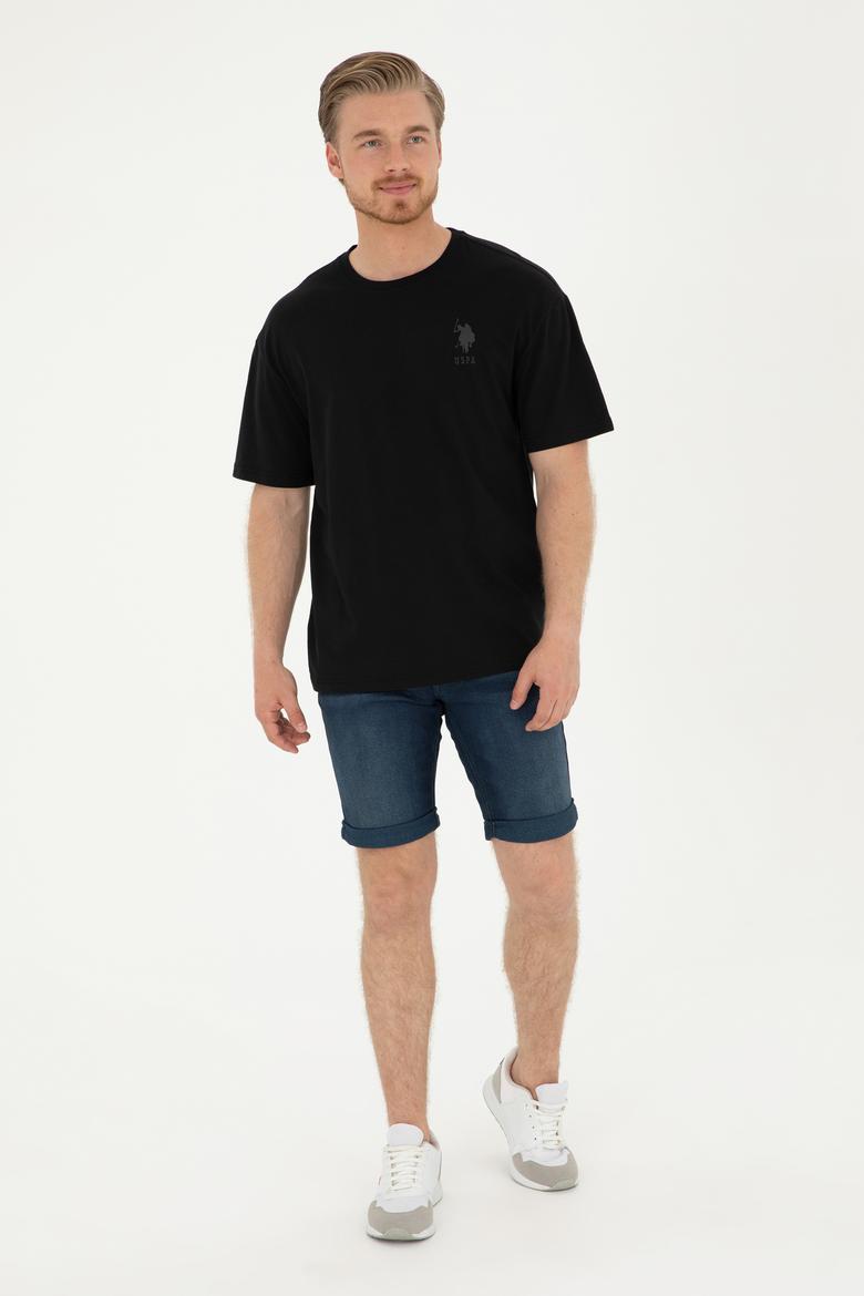 Erkek Comfort Fit Bisiklet Yaka Siyah Tişört - 50281079071