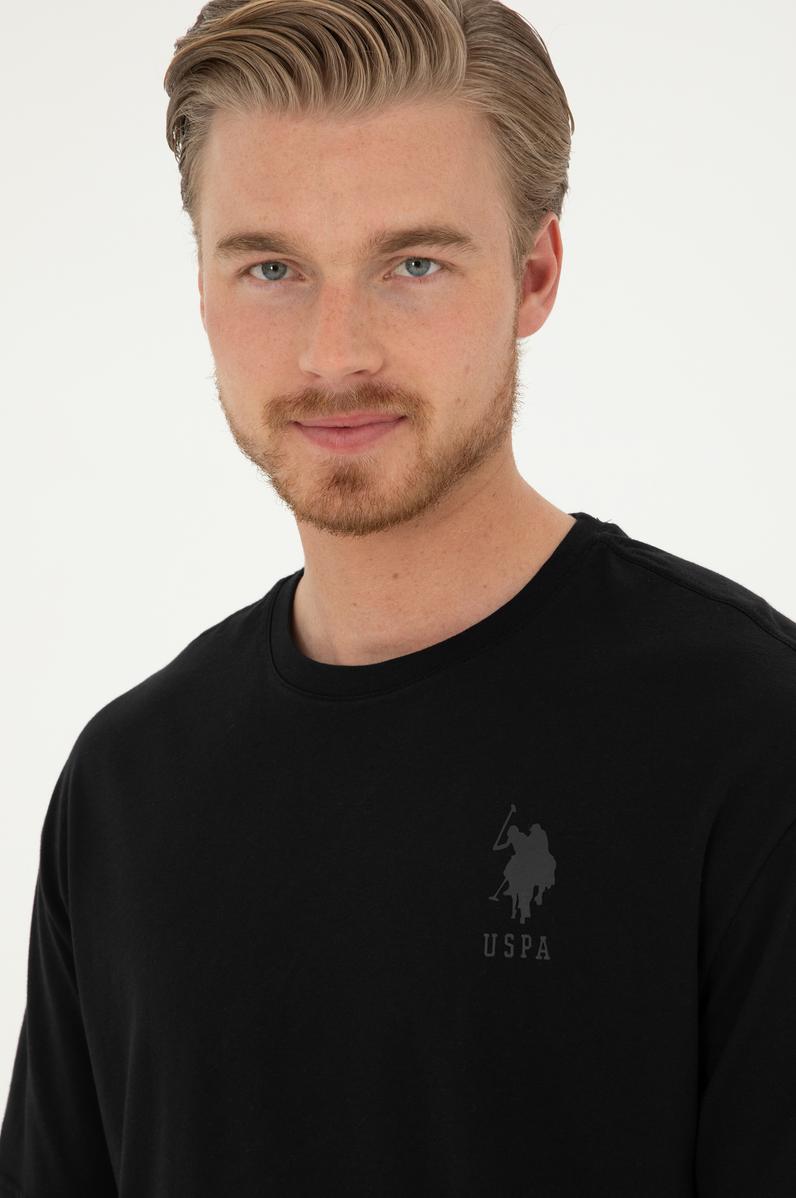 Erkek Comfort Fit Bisiklet Yaka Siyah Tişört