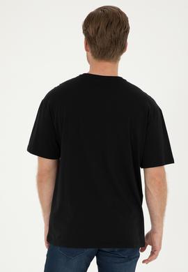 Erkek Comfort Fit Bisiklet Yaka Siyah Tişört - 50281079071