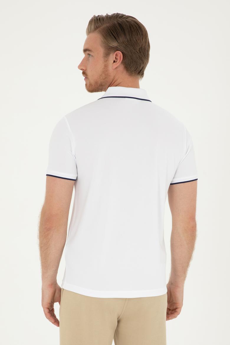 Erkek Slim Fit Polo Yaka Beyaz Tişört - 50281505005