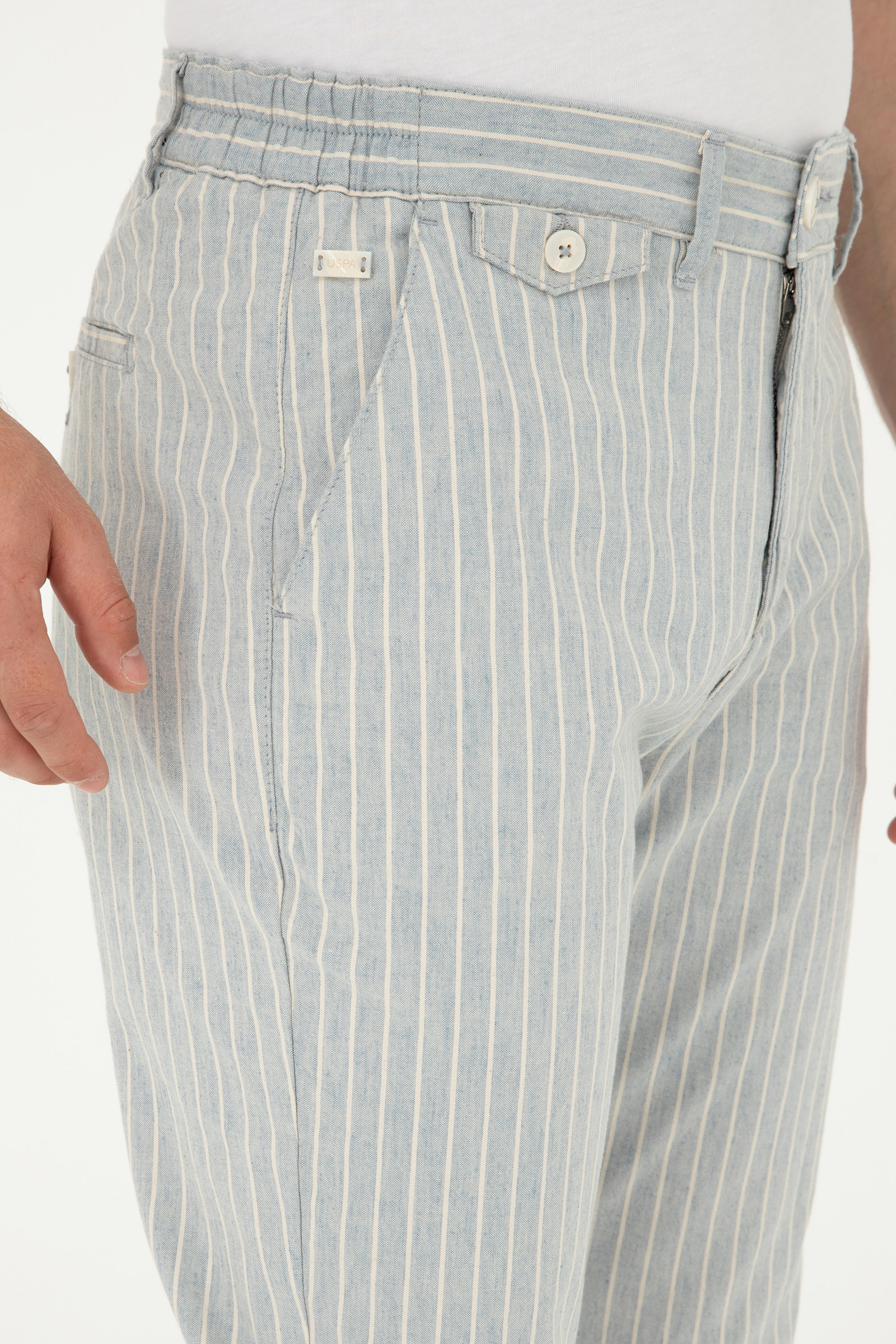 Erkek Carrot Fit Açık Mavi Kanvas Pantolon