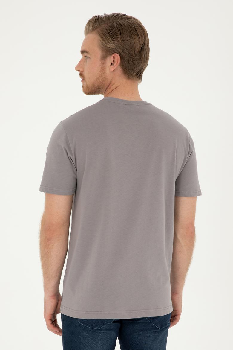 Erkek Koyu Gri Basic Tişört - 50284618234