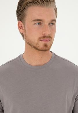 Erkek Koyu Gri Basic Tişört - 50284618234