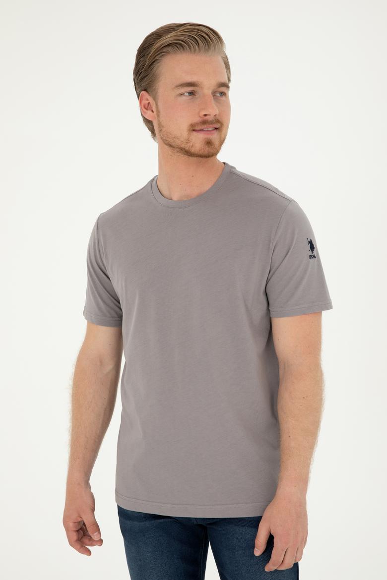 Erkek Koyu Gri Basic Tişört - 50284618234