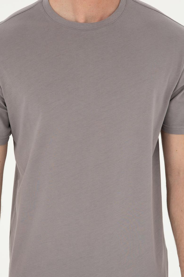 Erkek Koyu Gri Basic Tişört - 50284618234