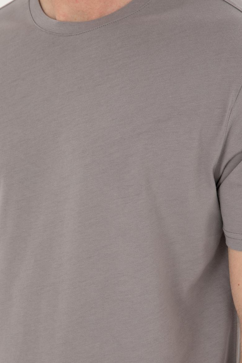 Erkek Koyu Gri Basic Tişört - 50284618234