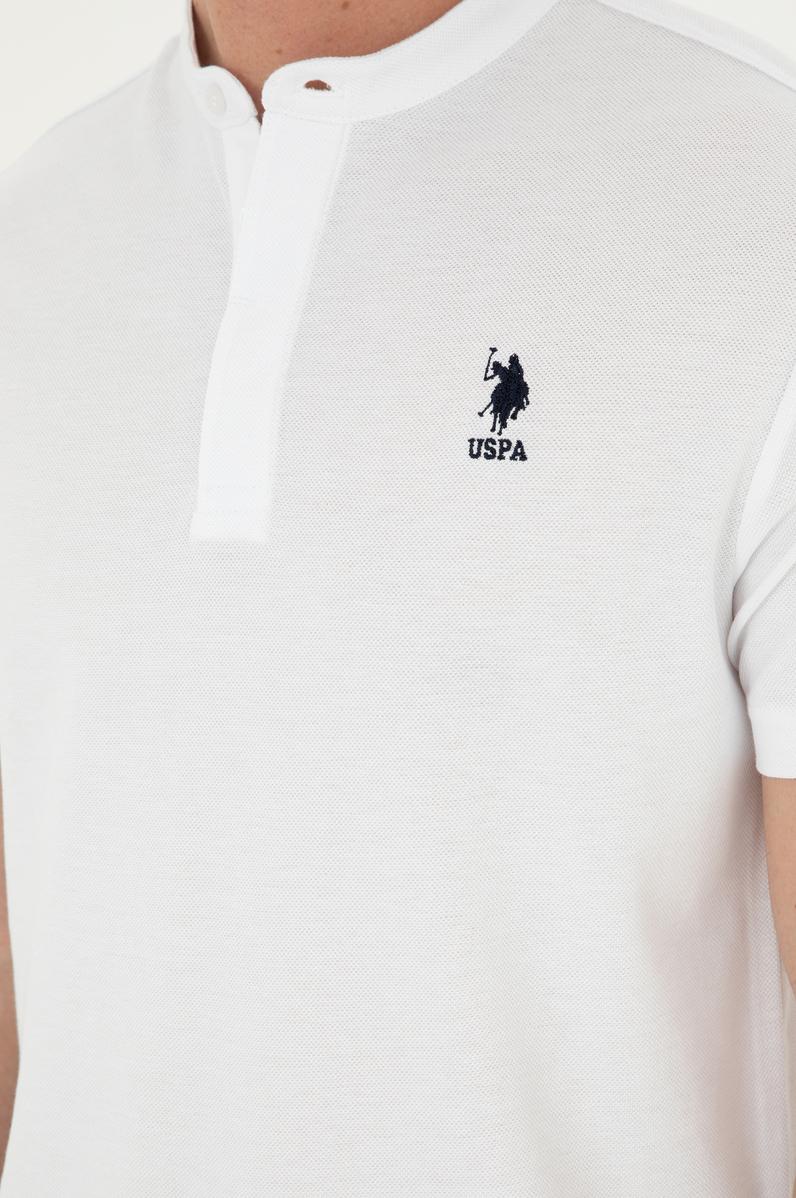 Erkek Regular Fit Hakim Yaka Beyaz Tişört