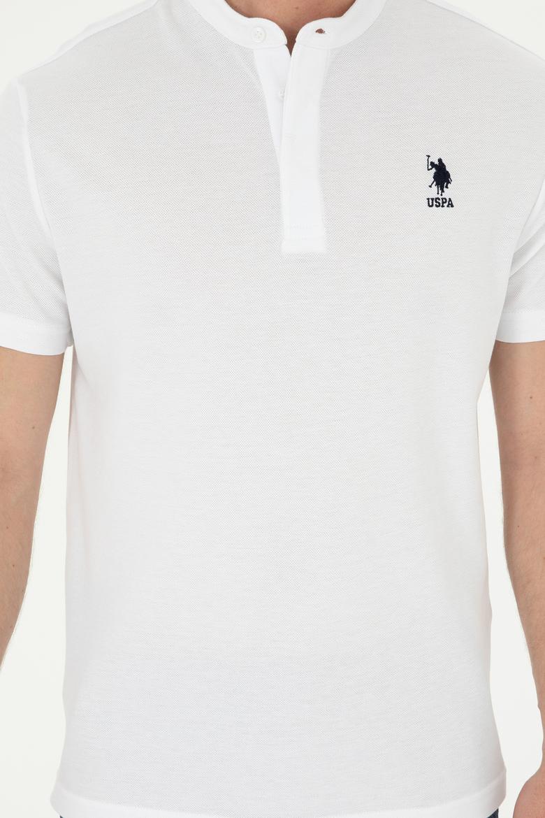 Erkek Regular Fit Hakim Yaka Beyaz Tişört - 50282858007