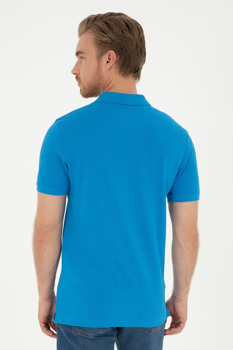 Erkek Slim Fit Polo Yaka Saks Basic Tişört - 50279613337