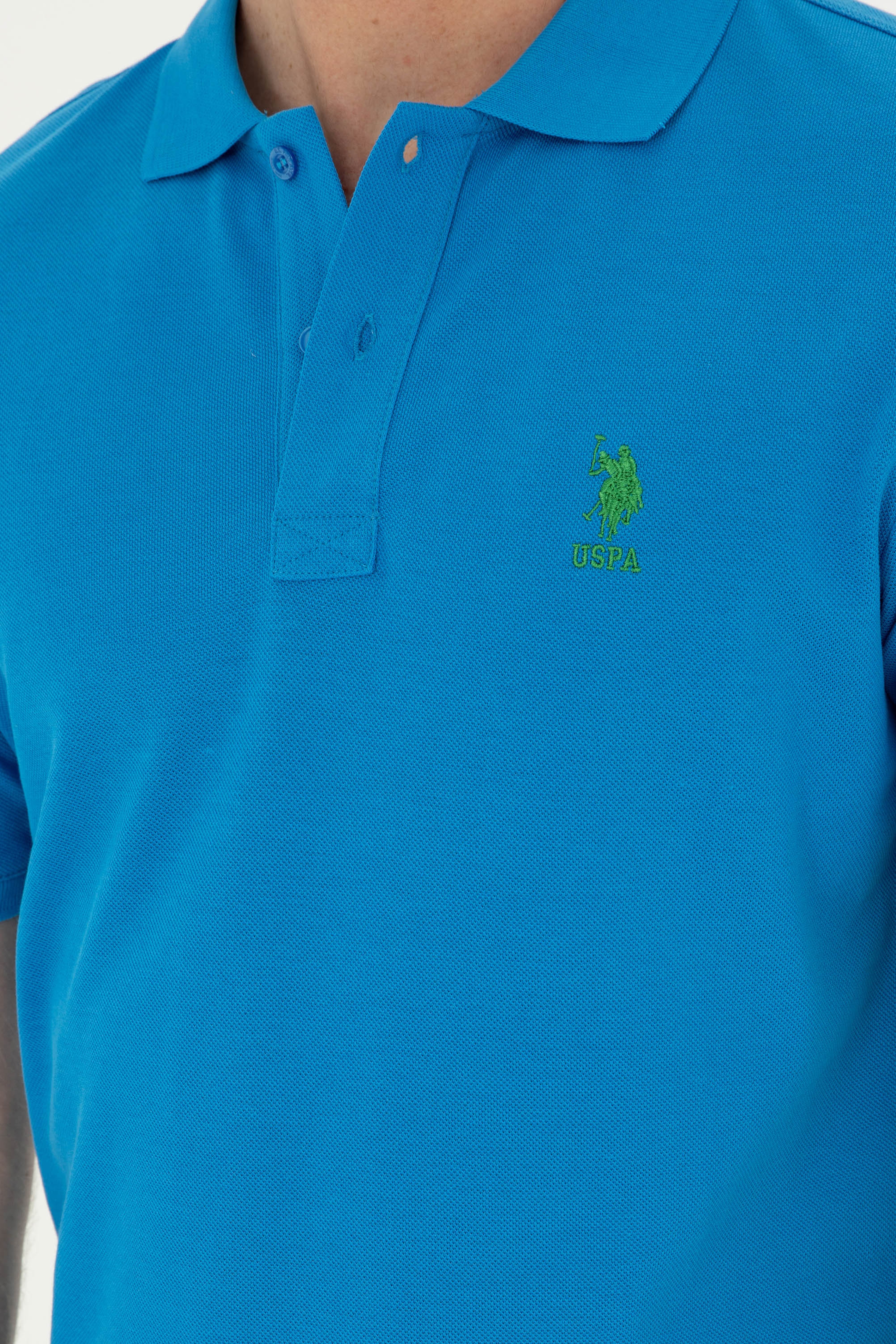 Erkek Slim Fit Polo Yaka Saks Basic Tişört - Image 7