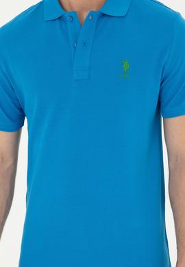 Erkek Slim Fit Polo Yaka Saks Basic Tişört - 50279613337