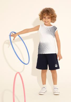 Erkek Çocuk Beyaz Kolsuz Bisiklet Yaka Tişört - 50282249034