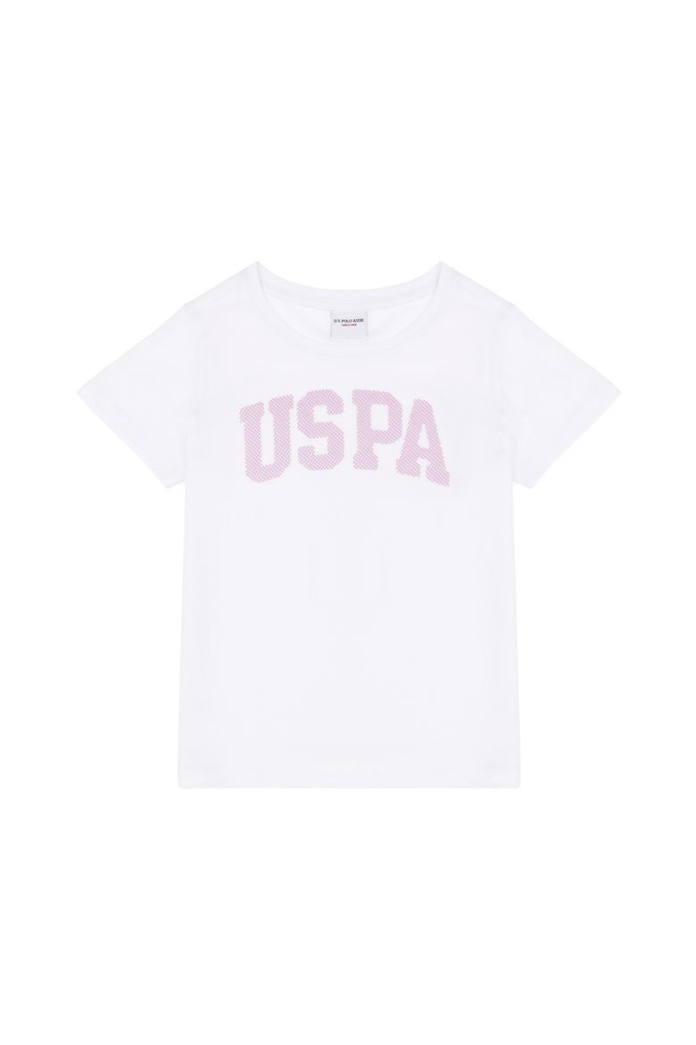 Kız Çocuk Beyaz Bisiklet Yaka Basic Tişört - 50283360001