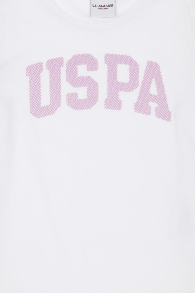 Kız Çocuk Beyaz Bisiklet Yaka Basic Tişört - 50283360001