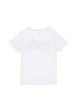 Kız Çocuk Beyaz Bisiklet Yaka Basic Tişört - 50283360001