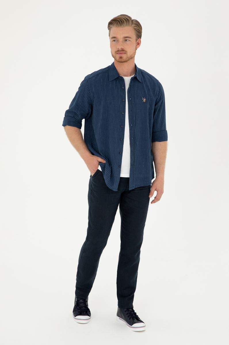 Erkek Lacivert Kanvas Pantolon