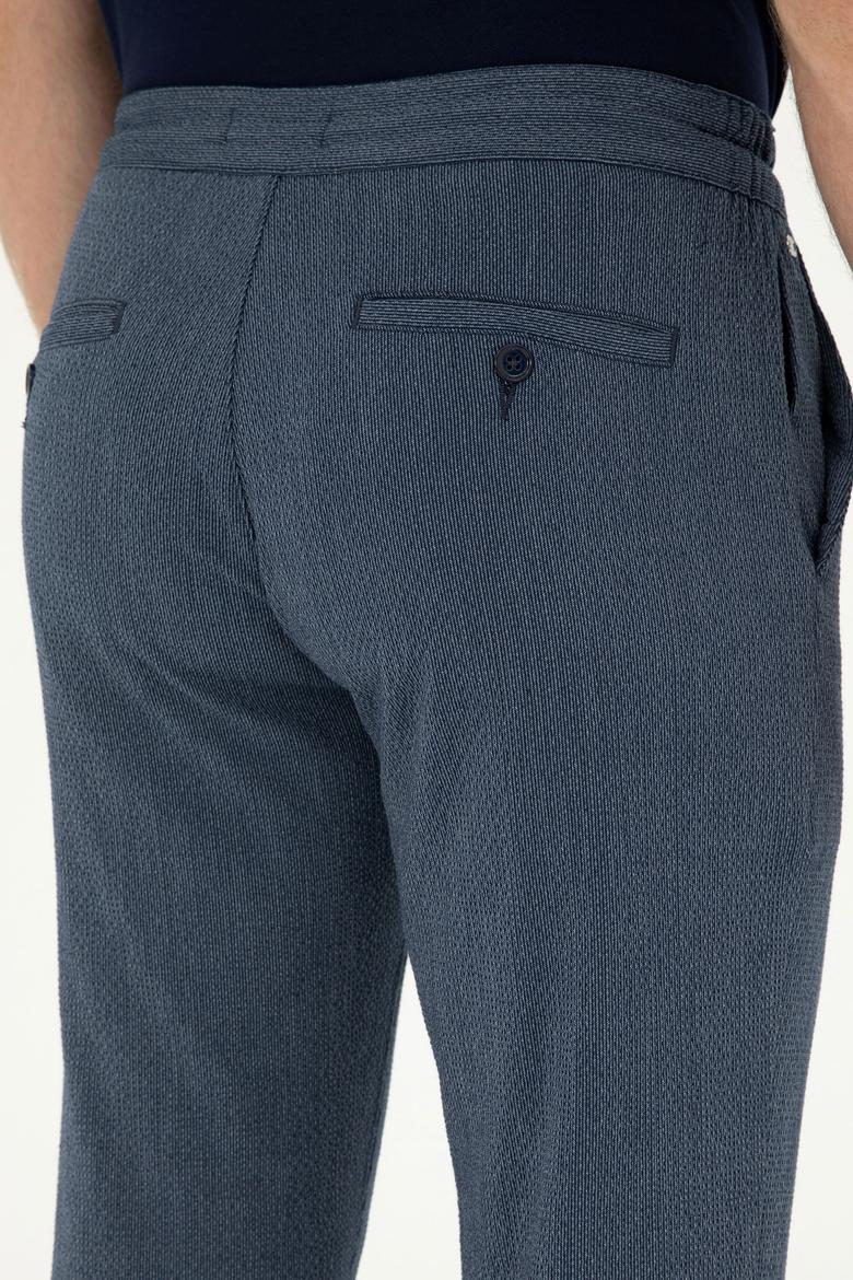 Erkek Slim Fit Lacivert Kanvas Pantolon - 50283365255