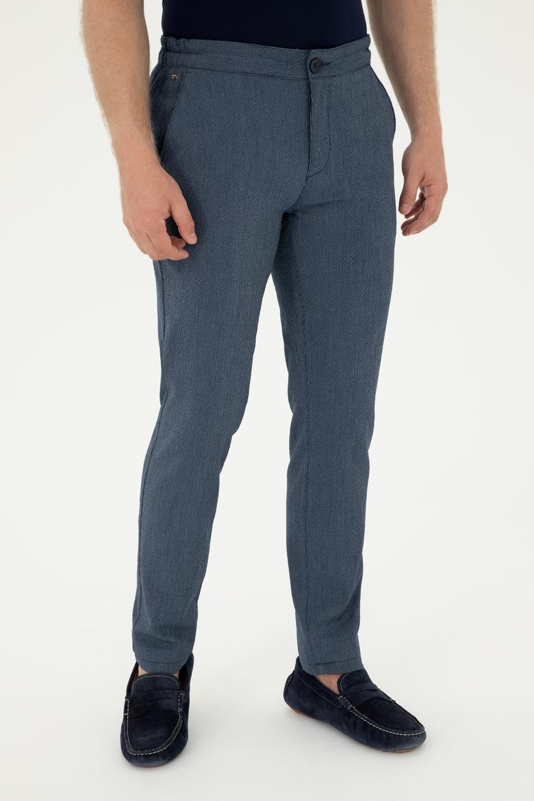 Erkek Slim Fit Lacivert Kanvas Pantolon - 50283365255