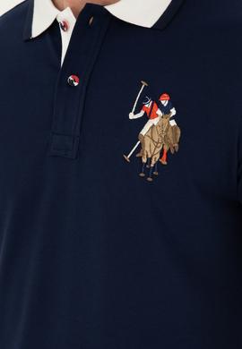 Erkek Slim Fit Polo Yaka Lacivert Basic Tişört - 50279559032