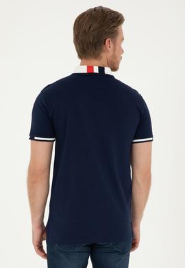 Erkek Slim Fit Polo Yaka Lacivert Basic Tişört - 50279559032