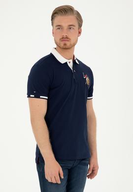 Erkek Slim Fit Polo Yaka Lacivert Basic Tişört - 50279559032