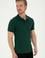 Erkek Slim Fit Polo Yaka Koyu Yeşil Basic Tişört