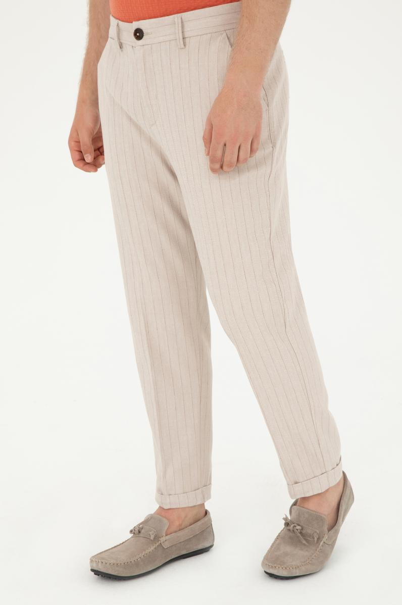 Erkek Bej Kanvas Pantolon