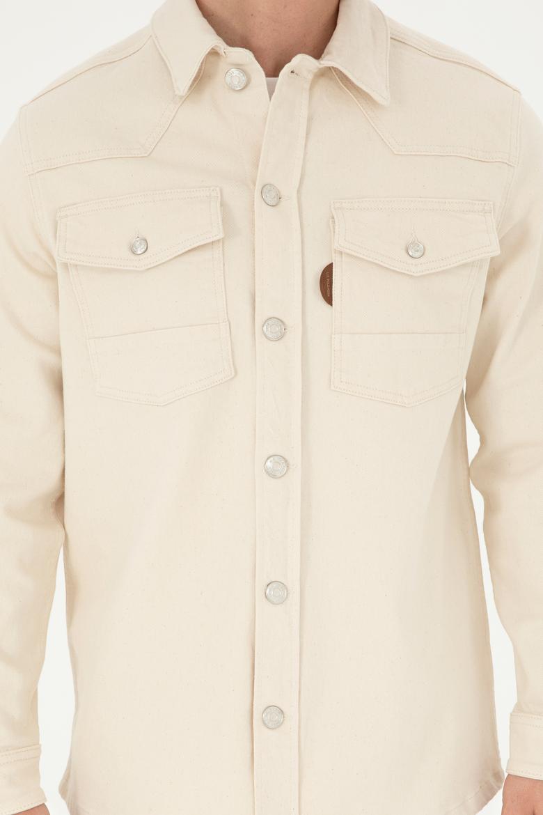 Erkek Bej Jean Gömlek - 50286059006