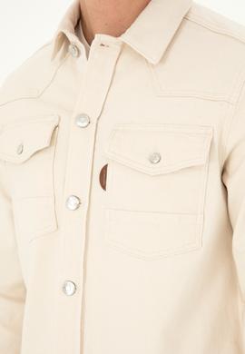 Erkek Bej Jean Gömlek - 50286059006