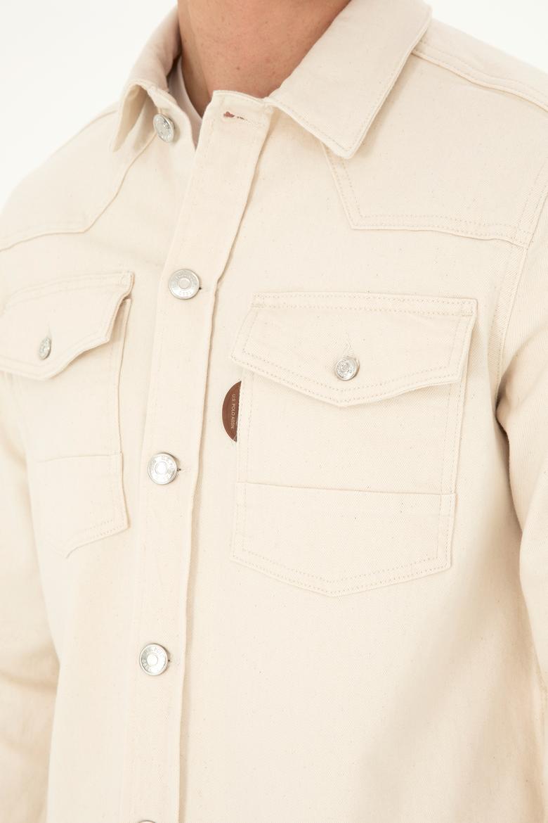 Erkek Bej Jean Gömlek - 50286059006