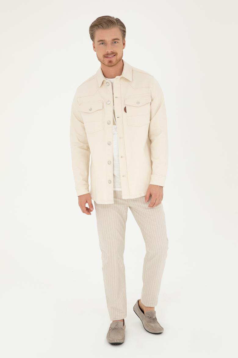 Erkek Bej Jean Gömlek - 50286059006