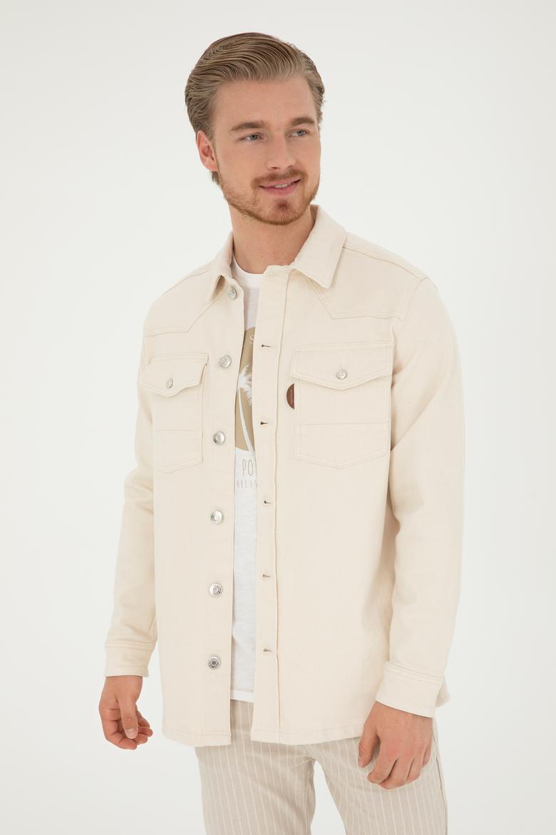 Erkek Bej Jean Gömlek - 50286059006