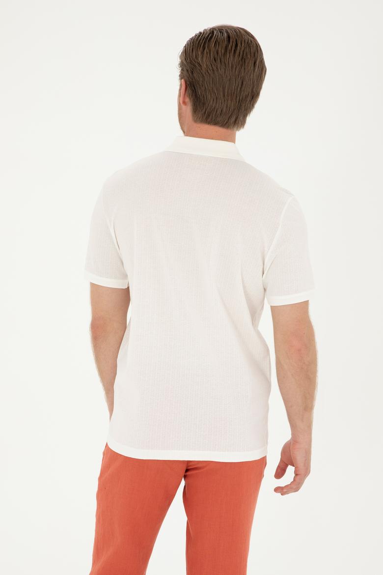 Erkek Regular Fit Polo Yaka Ekru Tişört - 50282505016