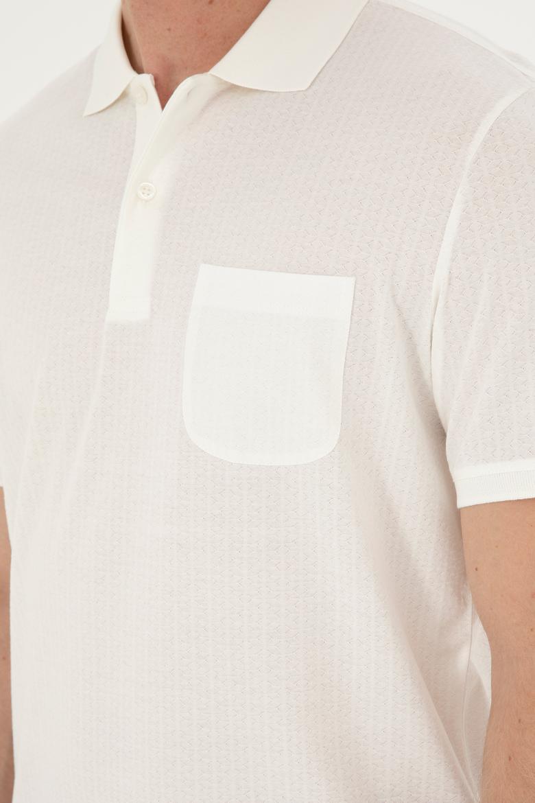 Erkek Regular Fit Polo Yaka Ekru Tişört - 50282505016