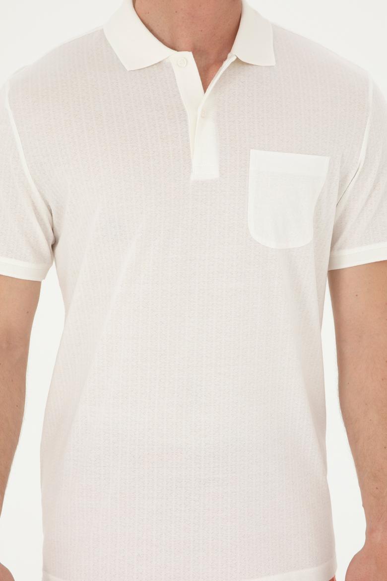 Erkek Regular Fit Polo Yaka Ekru Tişört - 50282505016