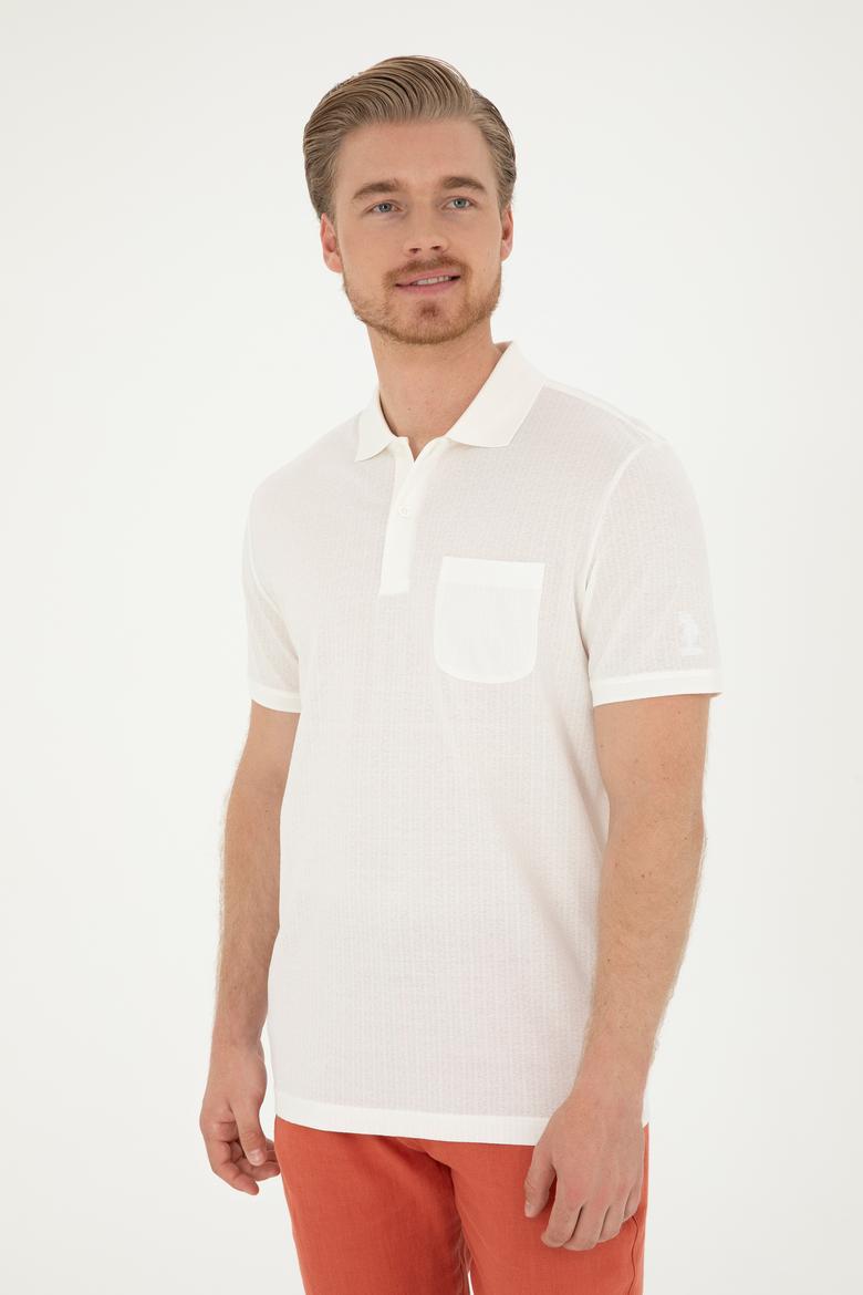 Erkek Regular Fit Polo Yaka Ekru Tişört - 50282505016