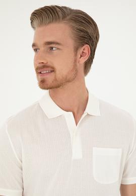 Erkek Regular Fit Polo Yaka Ekru Tişört - 50282505016