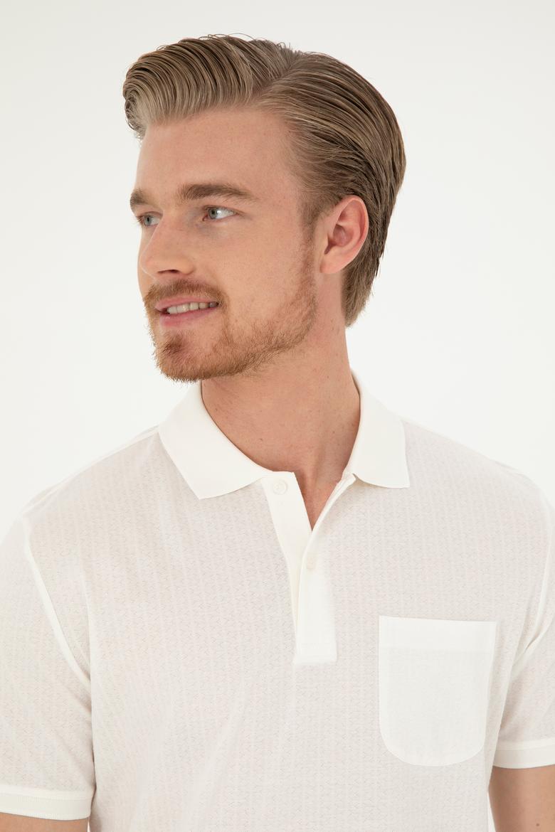 Erkek Regular Fit Polo Yaka Ekru Tişört - 50282505016