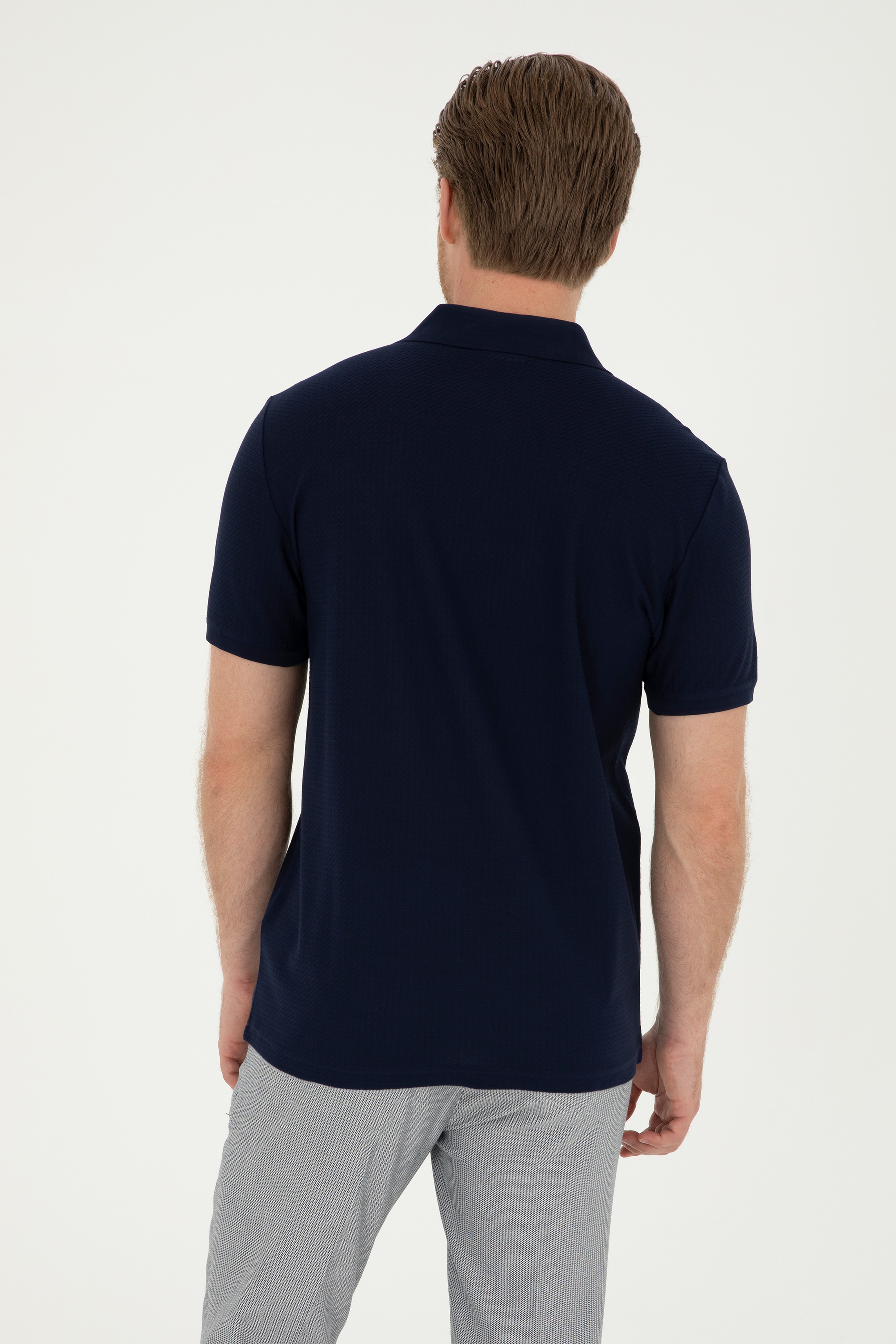 Erkek Regular Fit Polo Yaka Lacivert Tişört - Image 5