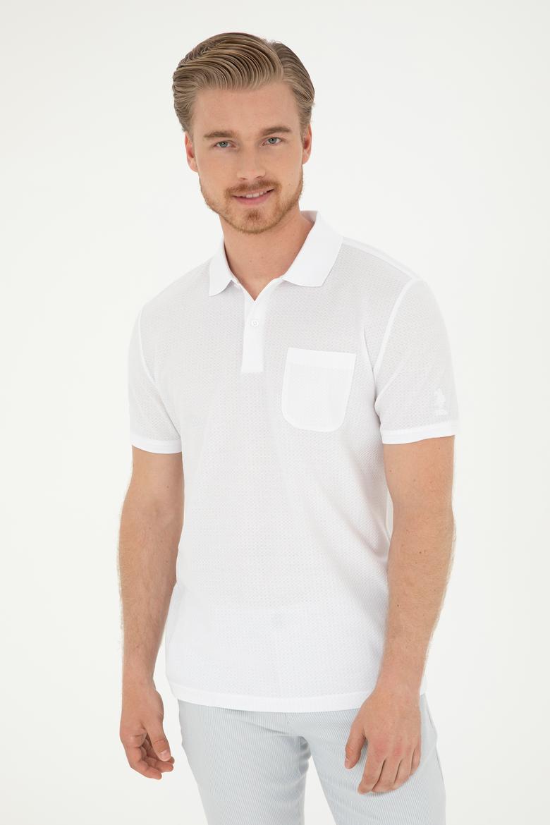 Erkek Regular Fit Polo Yaka Beyaz Tişört - 50282507018
