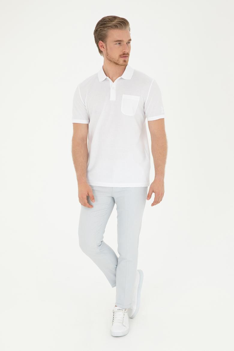 Erkek Regular Fit Polo Yaka Beyaz Tişört - 50282507018