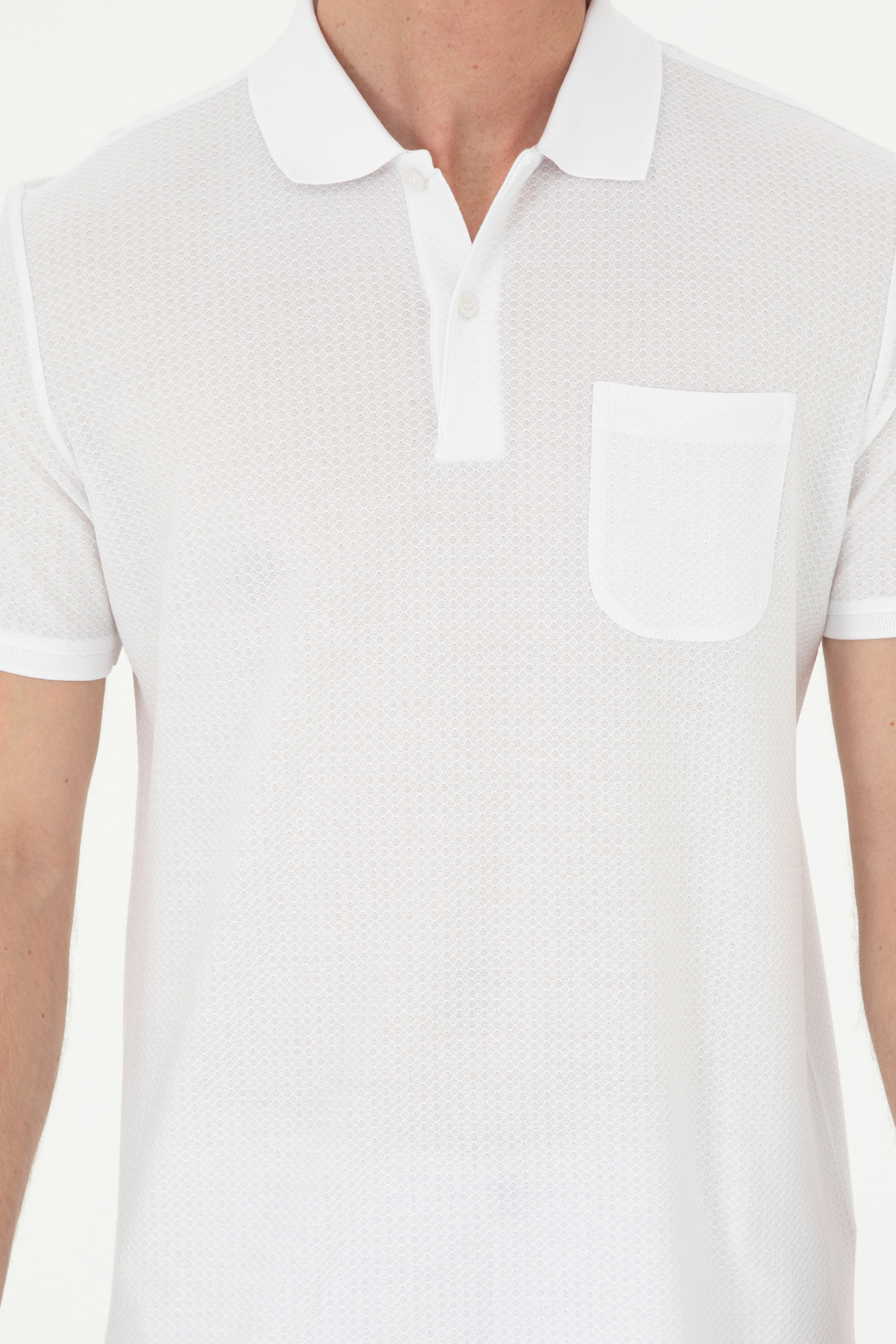 Erkek Regular Fit Polo Yaka Beyaz Tişört