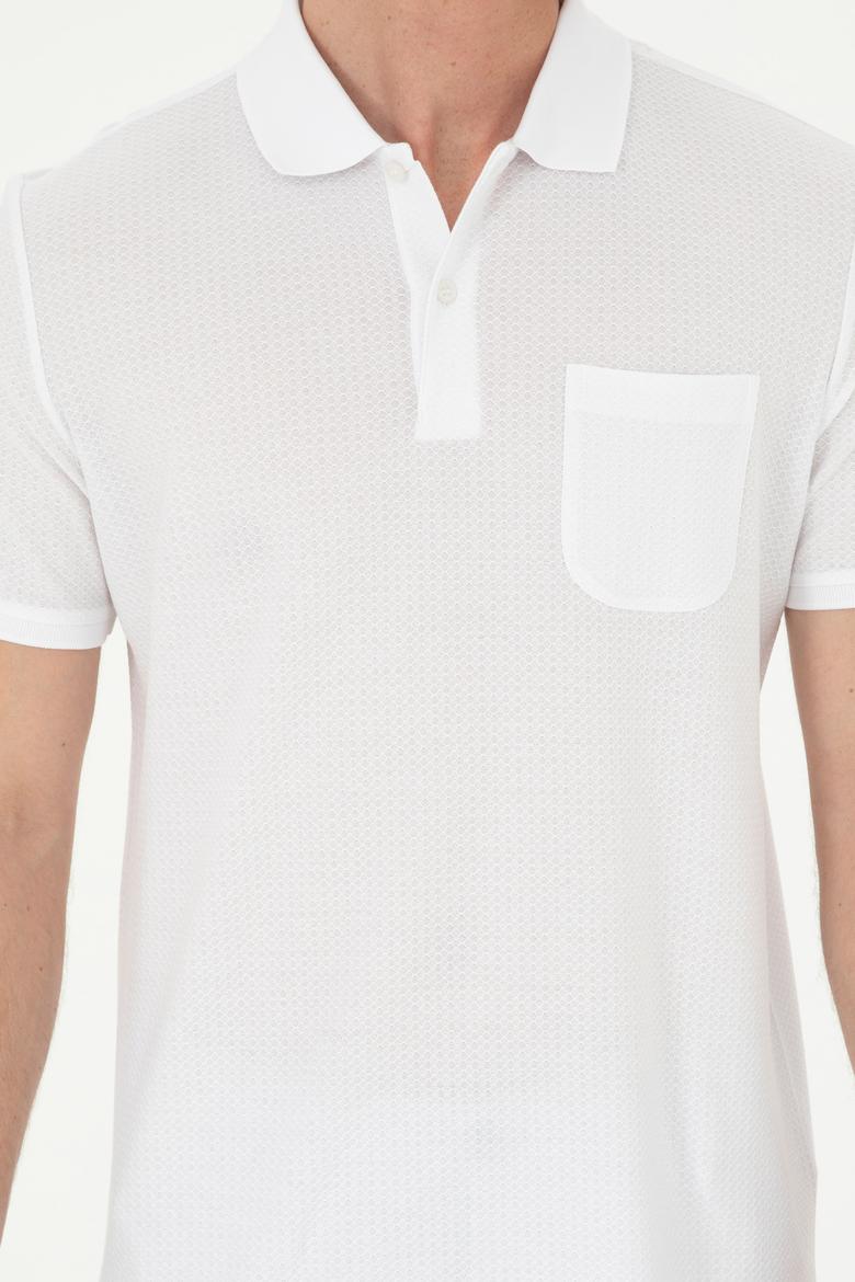 Erkek Regular Fit Polo Yaka Beyaz Tişört - 50282507018