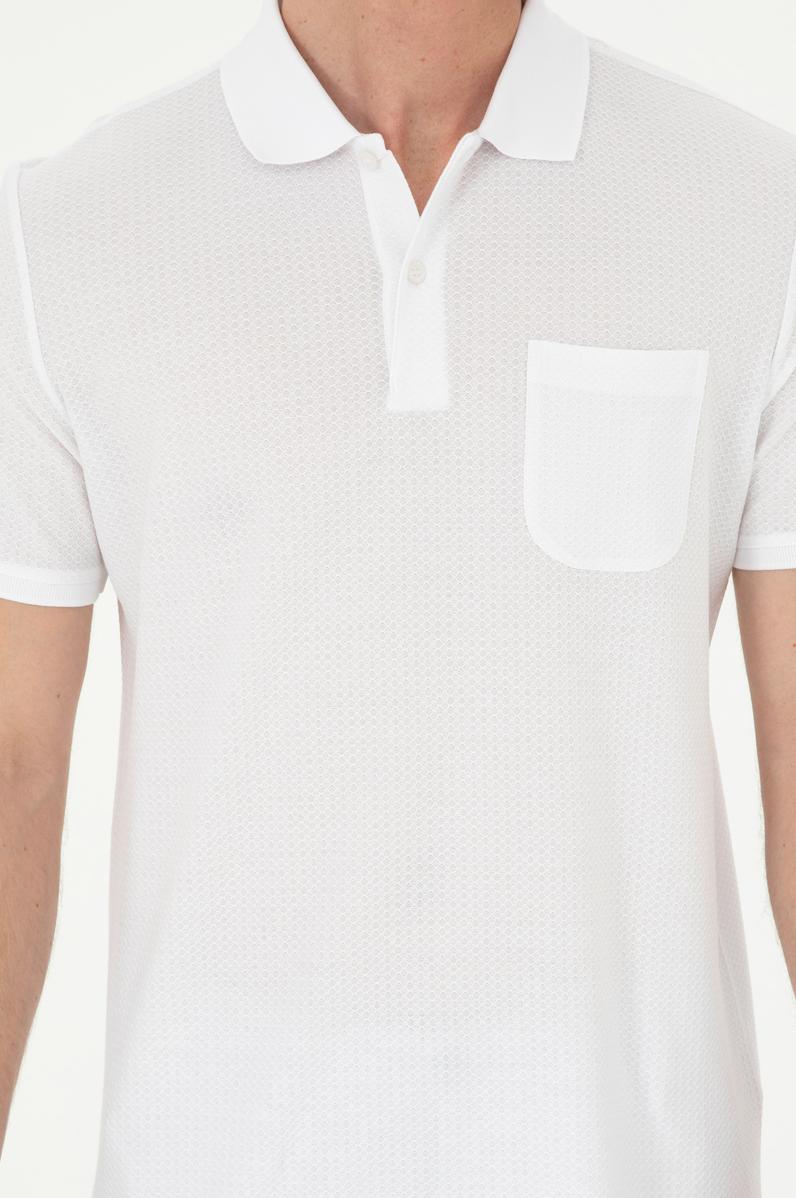 Erkek Regular Fit Polo Yaka Beyaz Tişört