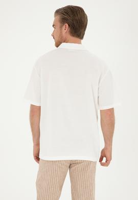 Erkek Comfort Fit Polo Yaka Ekru Tişört - 50282242086