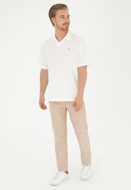 Erkek Comfort Fit Polo Yaka Ekru Tişört - 50282242086